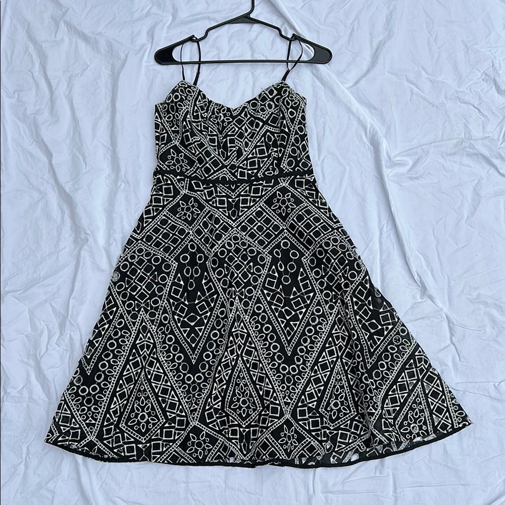 Banana Republic Black and White A-Line Cocktail Dress